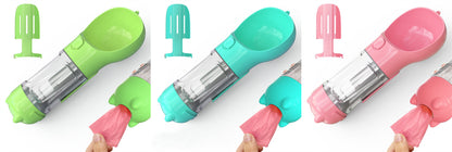 Pet Water Bottle Feeder Bowl Garbage Bag Storage Portable Pet Outdoor Travel 3 in 1 Dog Water Bottle