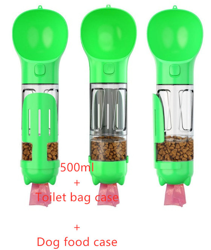 Pet Water Bottle Feeder Bowl Garbage Bag Storage Portable Pet Outdoor Travel 3 in 1 Dog Water Bottle